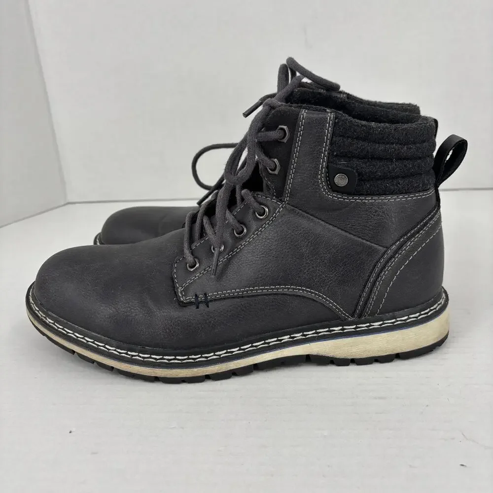 B-52 By Bullboxer Elyss Winter Boots Mens Size 8 Gray Black Lace Up Fleece Lined